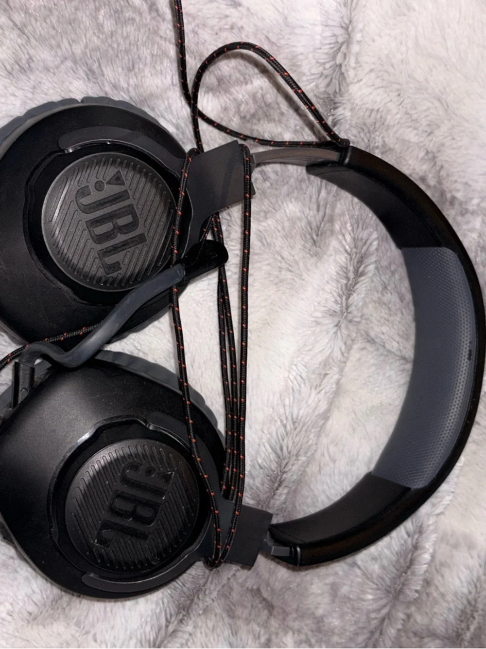 JBL Black Over-Ear Wired Headphones with Red-Accented Cable